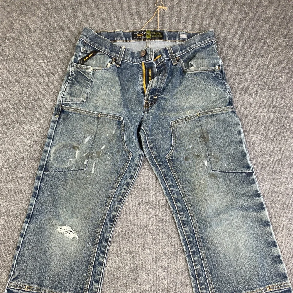 Ariat Rebar M5 Straight Leg Jeans Mens 32x32 Double Knee Workwear Stained - Picture 2 of 11